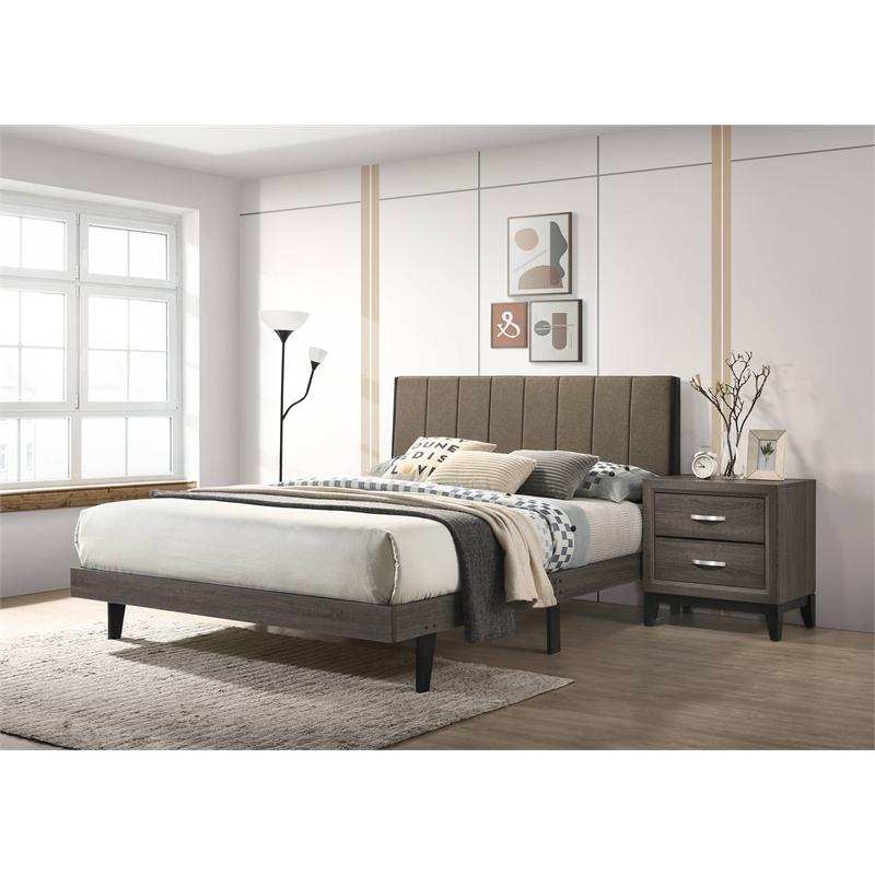 ACME Valdemar Wooden Queen Bed in Brown and Weathered Gray