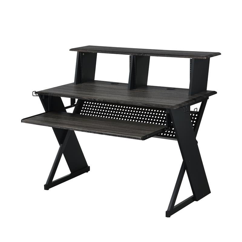ACME Annette Wooden Music Desk with Shelves in Black Finish