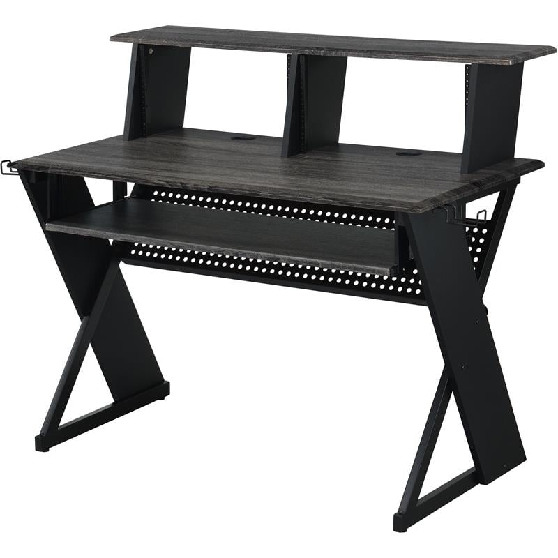 ACME Annette Wooden Music Desk with Shelves in Black Finish