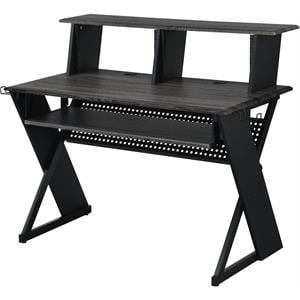ACME Annette Wooden Music Desk with Shelves in Black Finish
