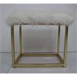 ACME Adao Vanity Mirror & Stool in Faux Fur Mirror Pink & Gold Finish
