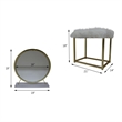 ACME Adao Vanity Mirror & Stool in Faux Fur Mirror White & Chrome Finish