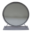 ACME Adao Vanity Mirror & Stool in Faux Fur Mirror White & Chrome Finish