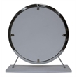 ACME Adao Vanity Mirror & Stool in Faux Fur Mirror White & Chrome Finish