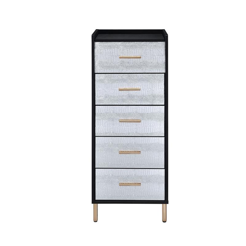 ACME Myles Jewelry Armoire in Black & Gold Finish