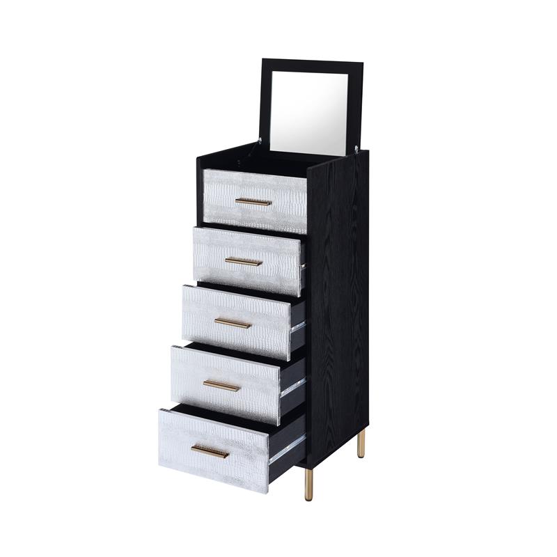 ACME Myles Jewelry Armoire in Black & Gold Finish
