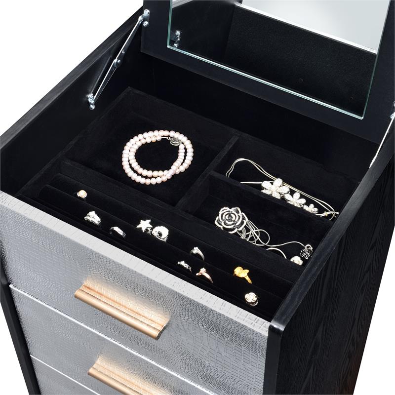 ACME Myles Jewelry Armoire in Black & Gold Finish