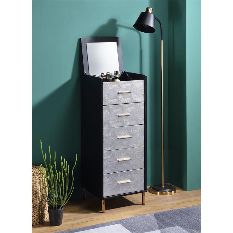 ACME Myles Jewelry Armoire in Black & Gold Finish