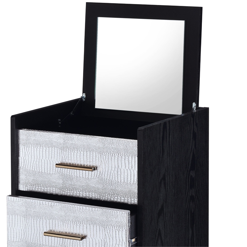 ACME Myles Jewelry Armoire in Black & Gold Finish