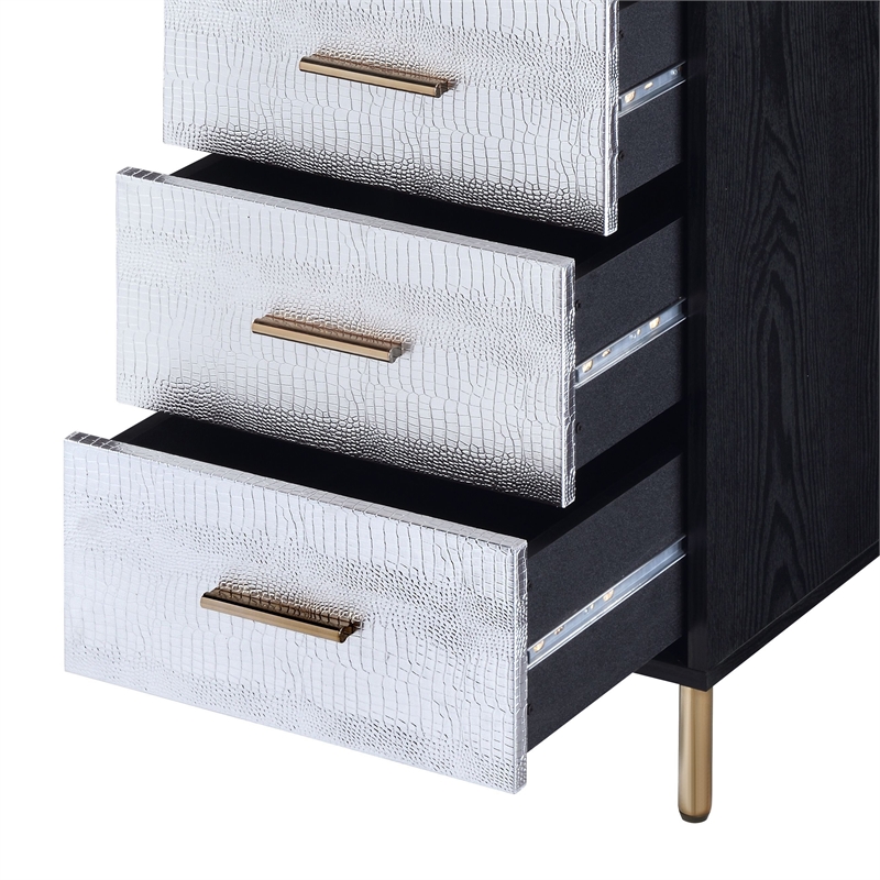 ACME Myles Jewelry Armoire in Black & Gold Finish