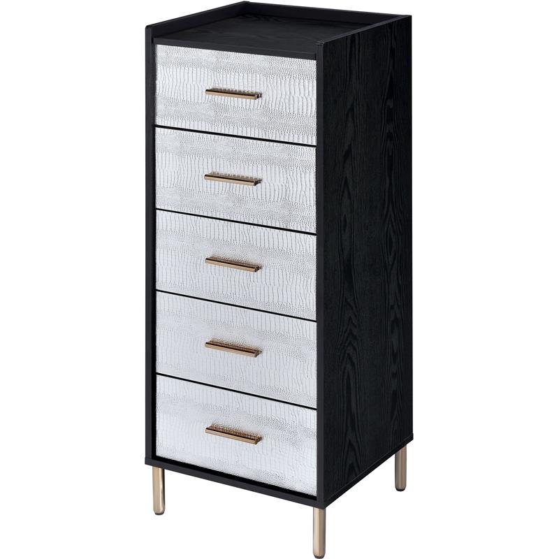 ACME Myles Jewelry Armoire in Black & Gold Finish