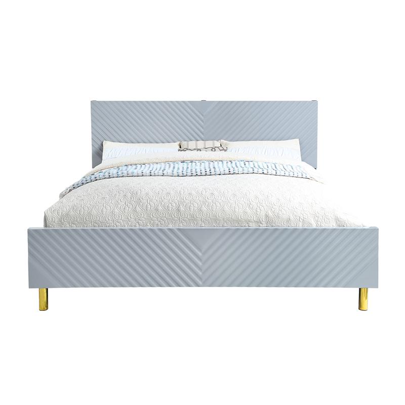 ACME Gaines Eastern King Bed in Gray High Gloss Finish