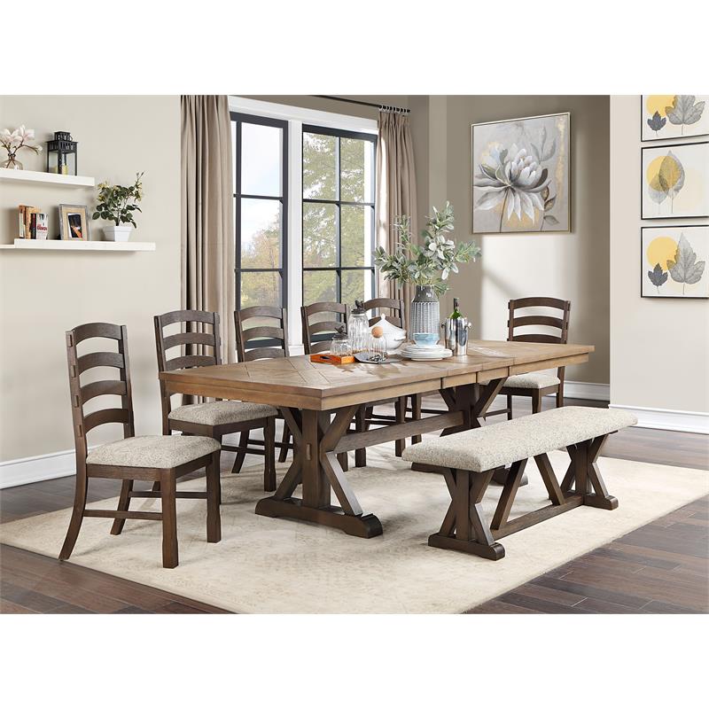 ACME Pascaline Side Chair in Gray Fabric and Oak