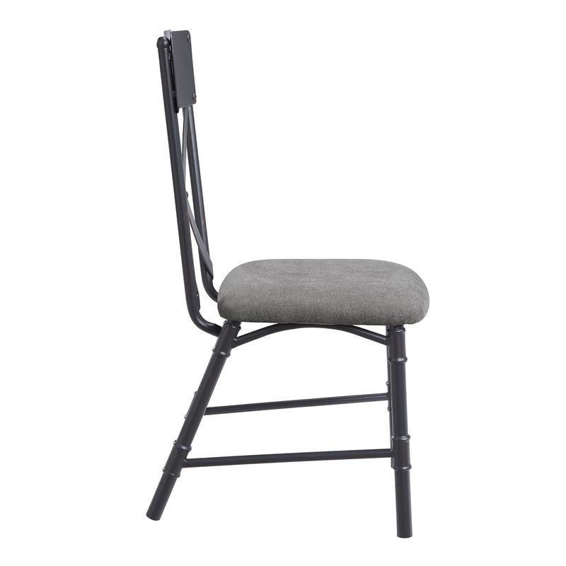 ACME Edina Side Chair in Gray Fabric & Sandy Black Finish