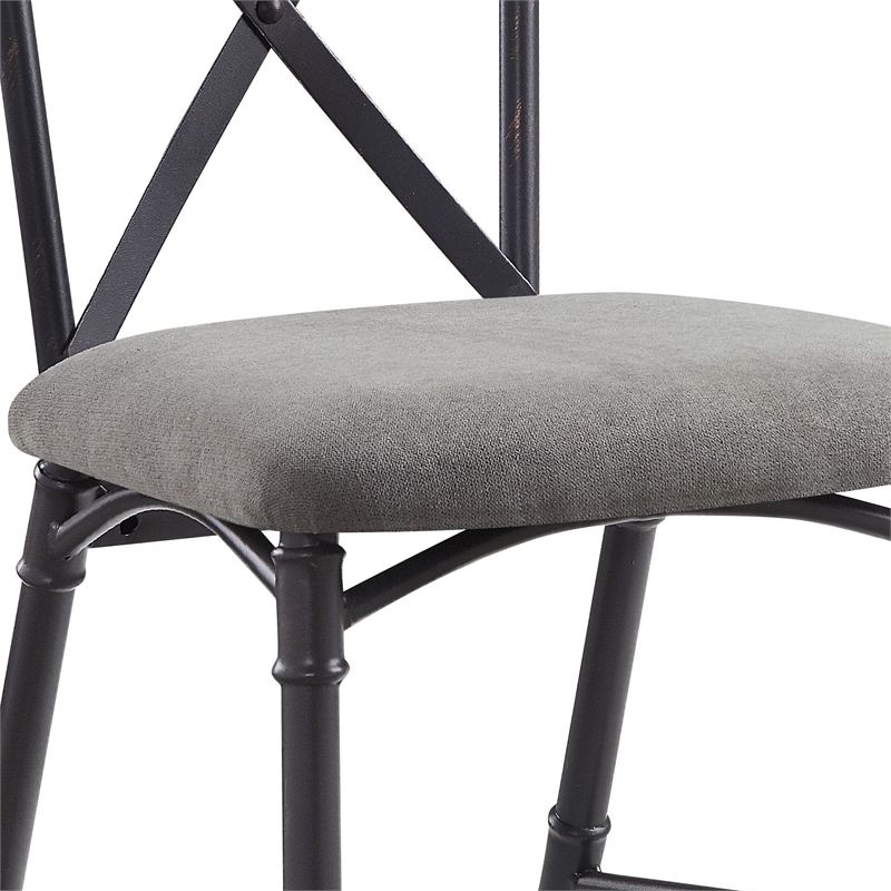 ACME Edina Side Chair in Gray Fabric & Sandy Black Finish