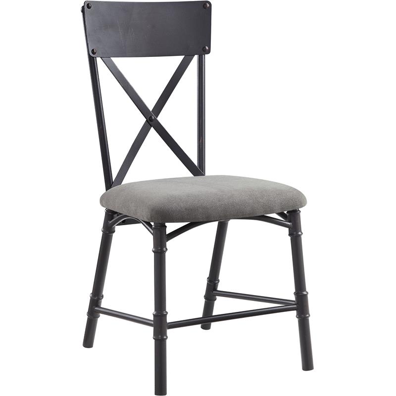 ACME Edina Side Chair in Gray Fabric & Sandy Black Finish