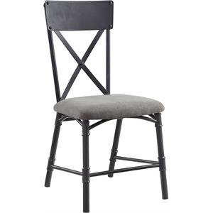 ACME Edina Side Chair in Gray Fabric & Sandy Black Finish