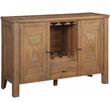 ACME Pascaline 1-Drawer Wooden Server with 2 Doors in Gray Fabric and Oak