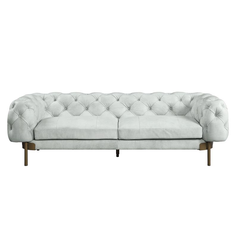 ACME Ragle Sofa in Vintage White Top Grain Leather
