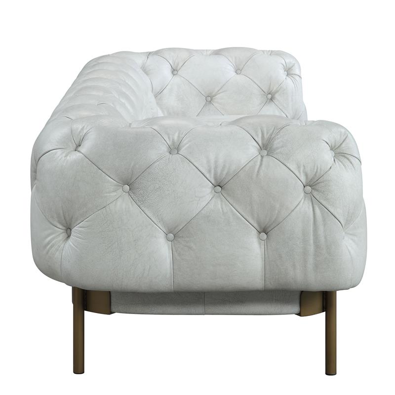 ACME Ragle Sofa in Vintage White Top Grain Leather