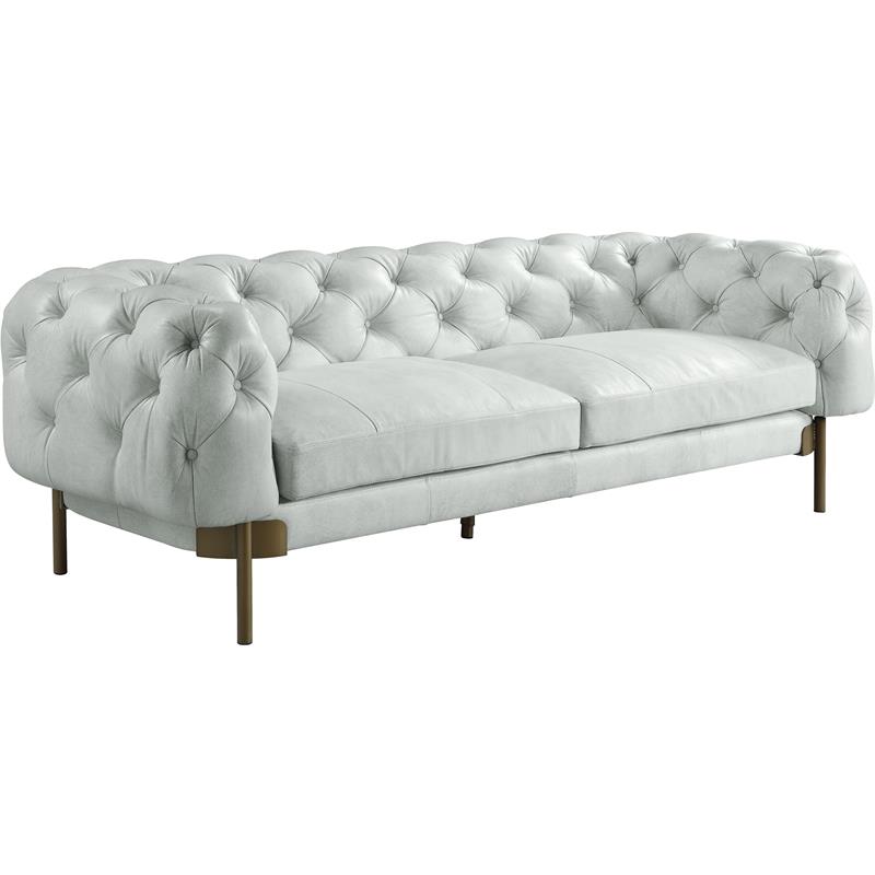ACME Ragle Sofa in Vintage White Top Grain Leather