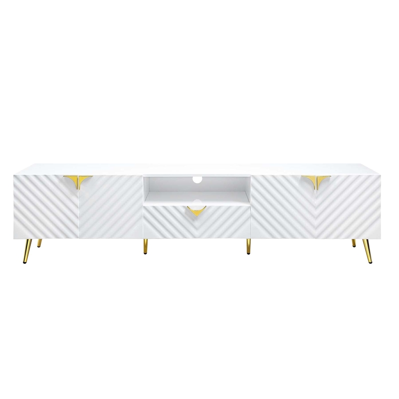 ACME Gaines TV Stand in White High Gloss Finish