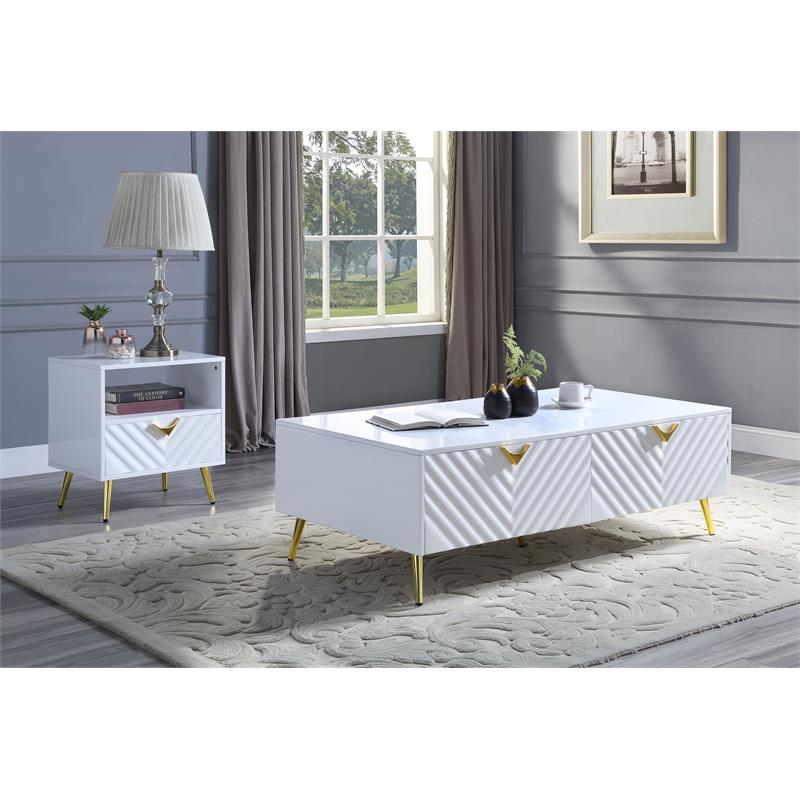 ACME Gaines Coffee Table in White High Gloss Finish