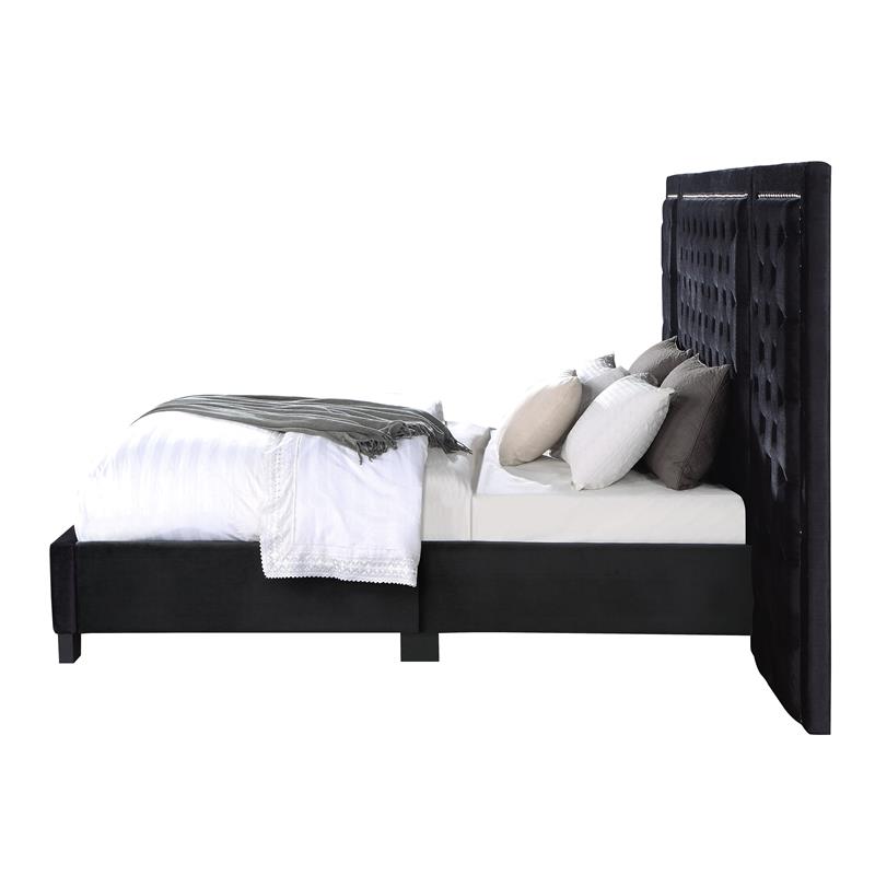 ACME Damazy Eastern King Bed in Black Velvet