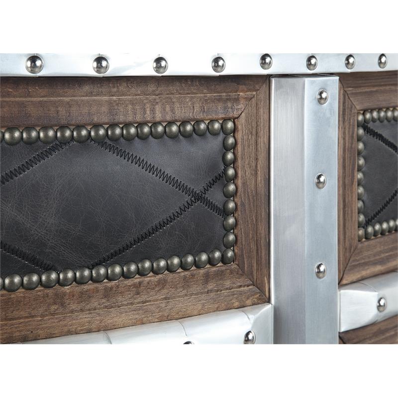 ACME Rahma Bar Table in Antique Ebony Top Grain Leather