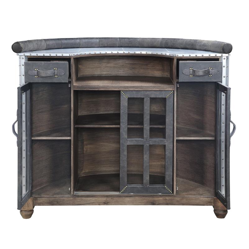 ACME Rahma Bar Table in Antique Ebony Top Grain Leather