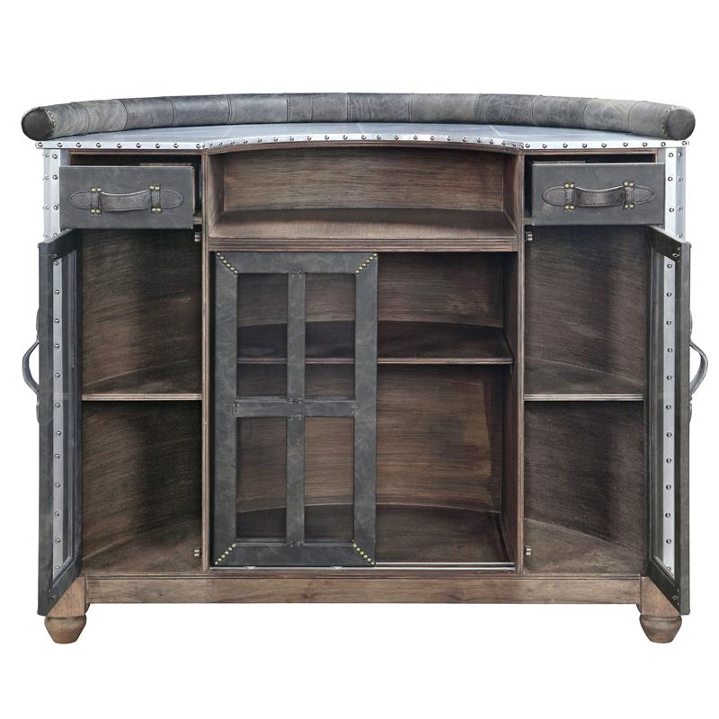 ACME Rahma Bar Table in Antique Ebony Top Grain Leather