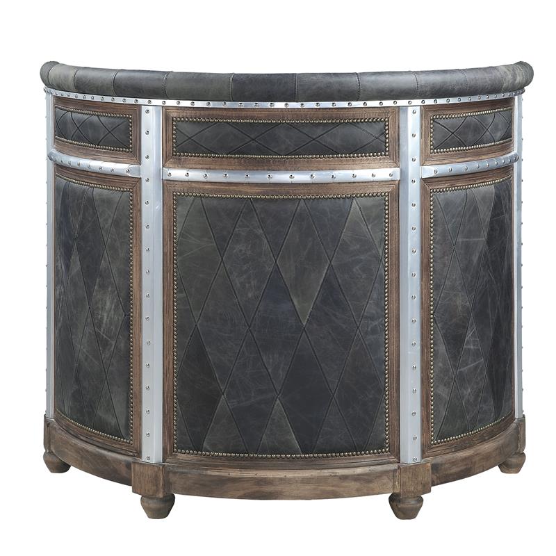 ACME Rahma Bar Table in Antique Ebony Top Grain Leather