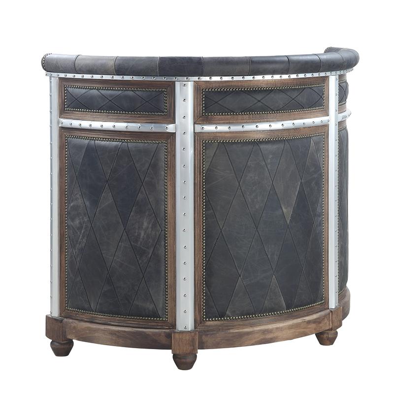 ACME Rahma Bar Table in Antique Ebony Top Grain Leather