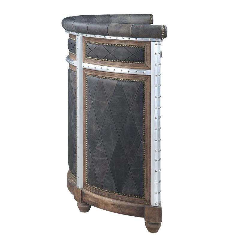 ACME Rahma Bar Table in Antique Ebony Top Grain Leather