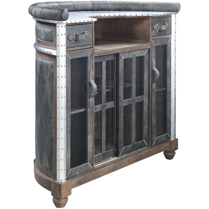 ACME Rahma Bar Table in Antique Ebony Top Grain Leather