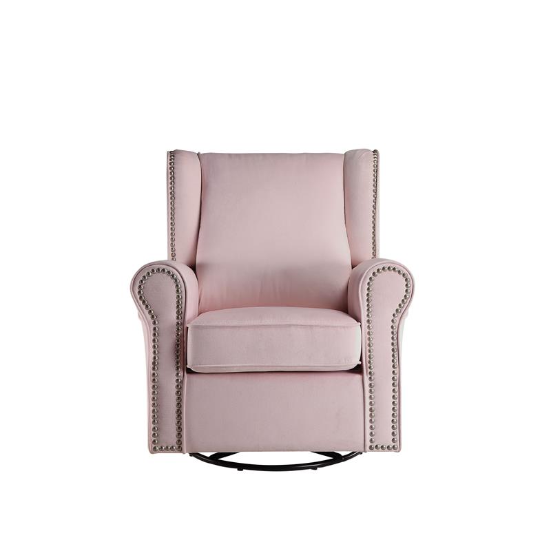 ACME Tamaki Swivel Chair with Glider in Pink Fabric