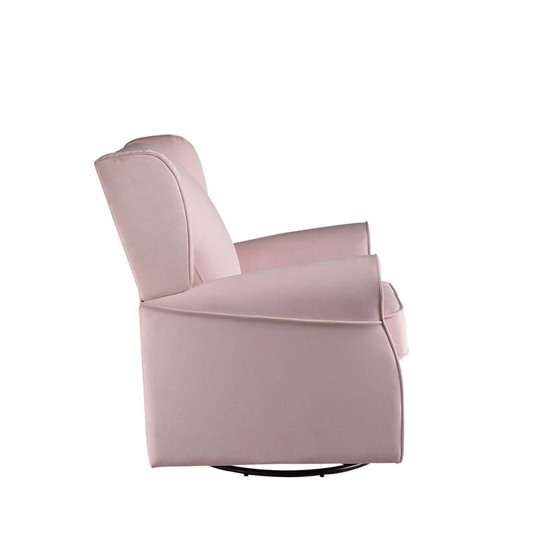ACME Tamaki Swivel Chair with Glider in Pink Fabric