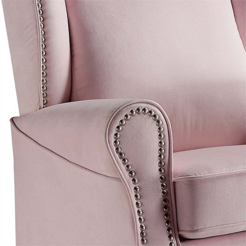 ACME Tamaki Swivel Chair with Glider in Pink Fabric