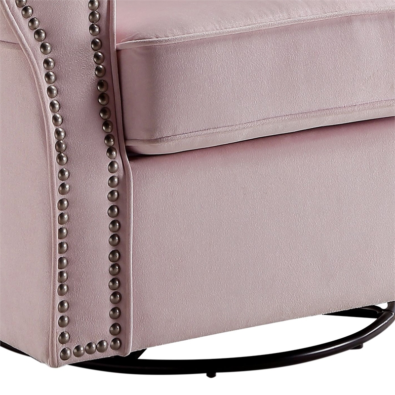 ACME Tamaki Swivel Chair with Glider in Pink Fabric