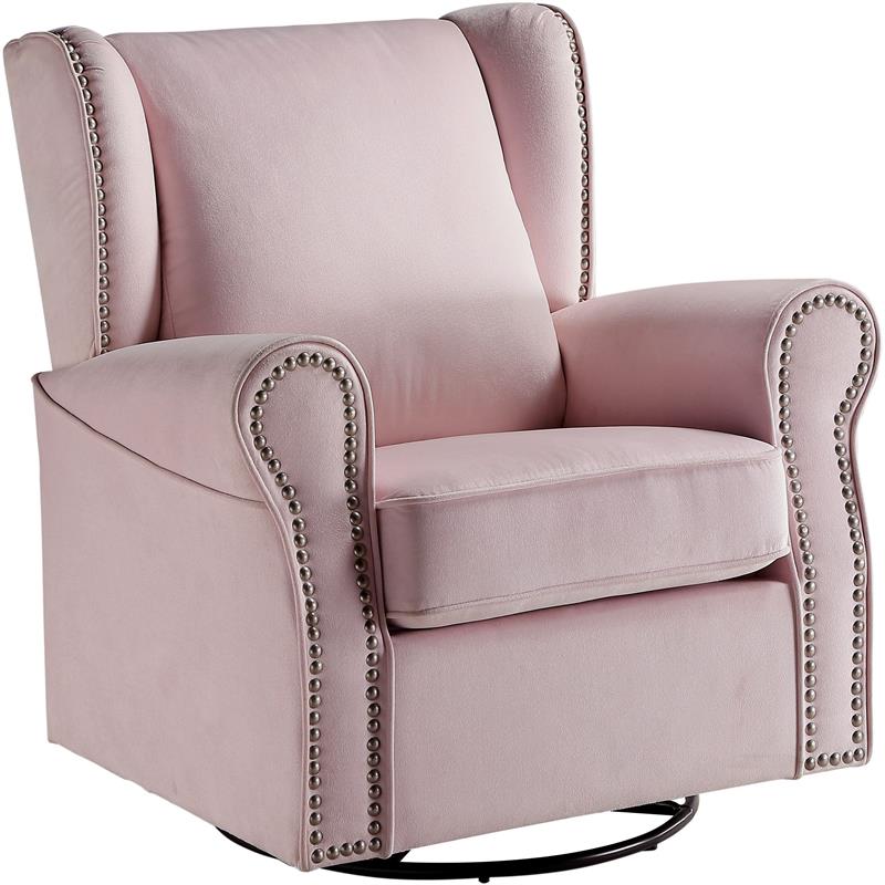 ACME Tamaki Swivel Chair with Glider in Pink Fabric