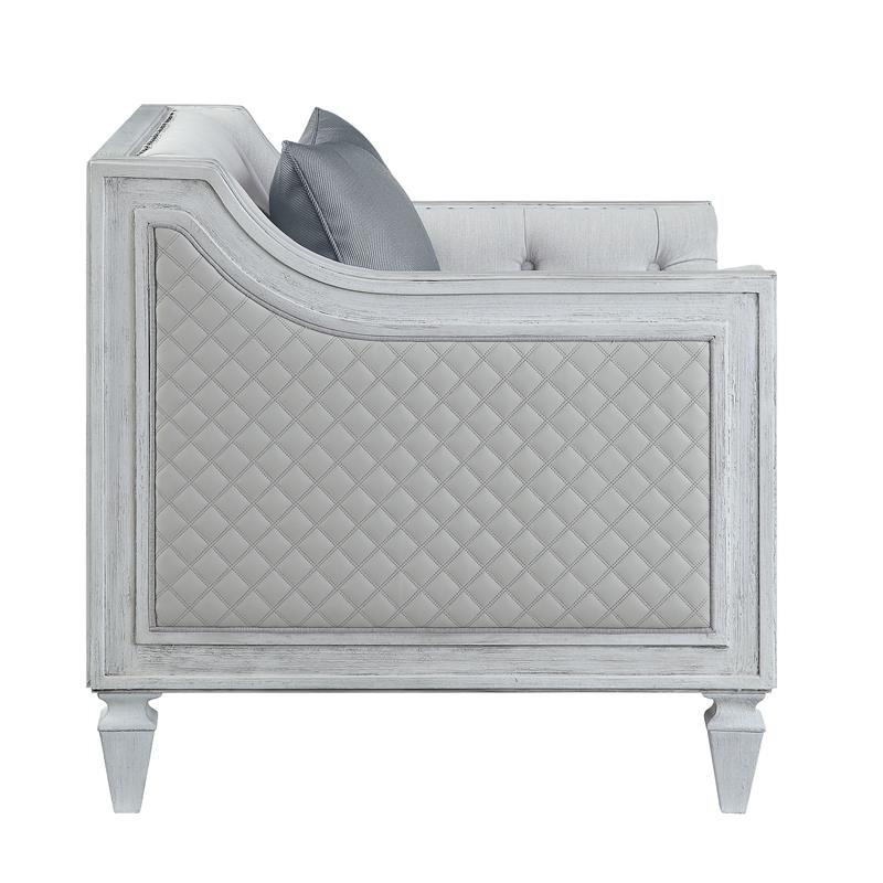 ACME Katia Chair in Gray Linen & White Finish