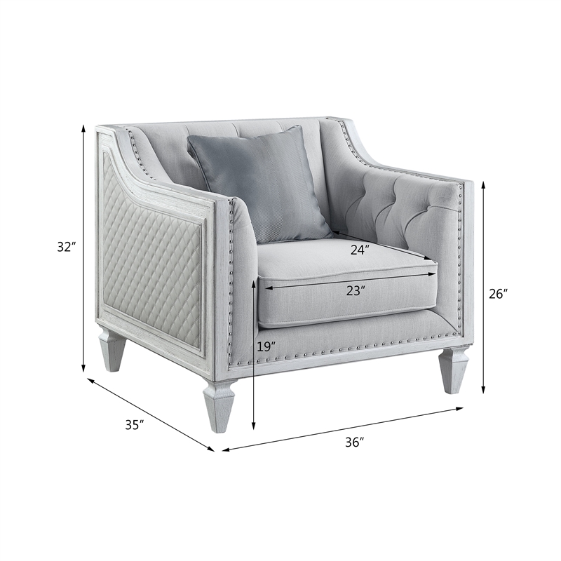 ACME Katia Chair in Gray Linen & White Finish