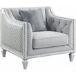 ACME Katia Chair in Gray Linen & White Finish