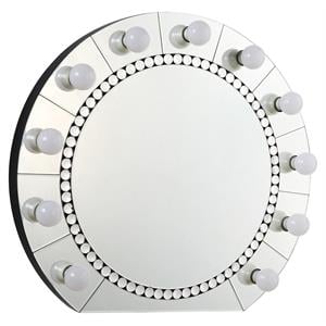 ACME Farai Glass Wall Decor in Mirrored and Faux Crystal Diamonds Inlay