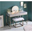 ACME Alma Domed Wooden Frame Accent Mirror with Lighting in White