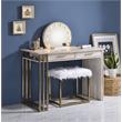 ACME Alma Domed Wooden Frame Accent Mirror with Lighting in White