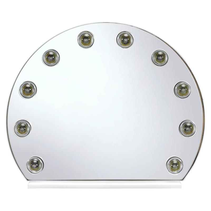 ACME Alma Domed Wooden Frame Accent Mirror with Lighting in White