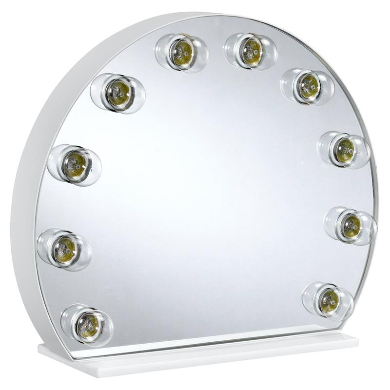ACME Alma Domed Wooden Frame Accent Mirror with Lighting in White