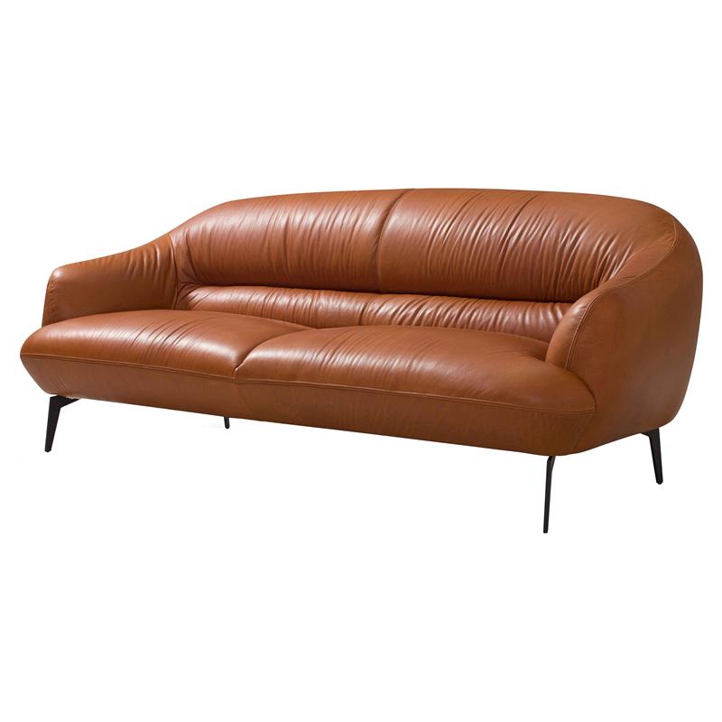 ACME Leonia Upholstery Sofa with Sloped Arms in Cognac Leather
