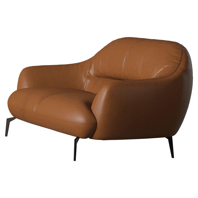 ACME Leonia Upholstery Loveseat with Sloped Arms in Cognac Brown Leather